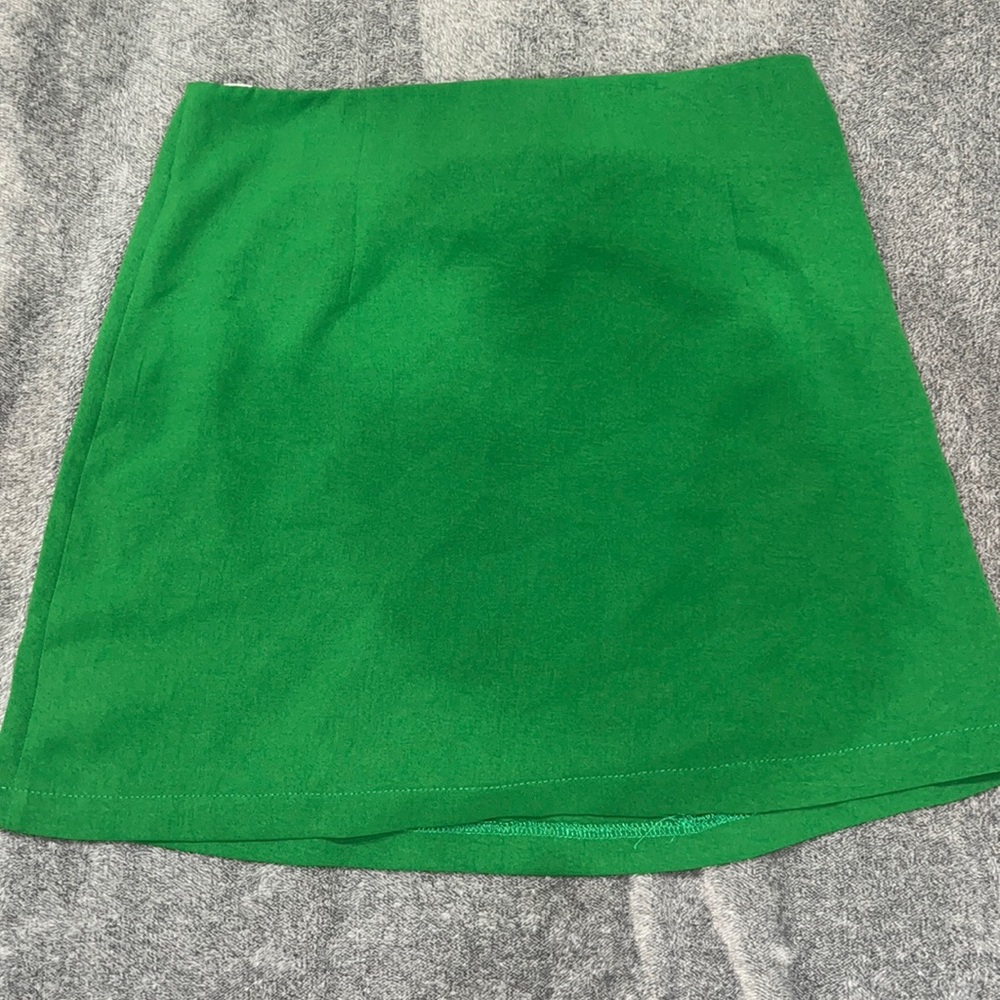 Green mini skirt